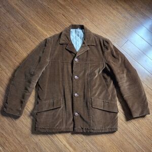 Vintage Brown Corduroy Quilted Jacket • 1970s Style • Made in Poland • Size 44